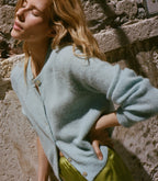 Soft Alpaca Merino Wool Petra Cardigan - Glass Slipper Blue Knit