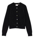 DOEN Petra Black Alpaca Merino Wool Cardigan - Soft Crew Neck Sweater