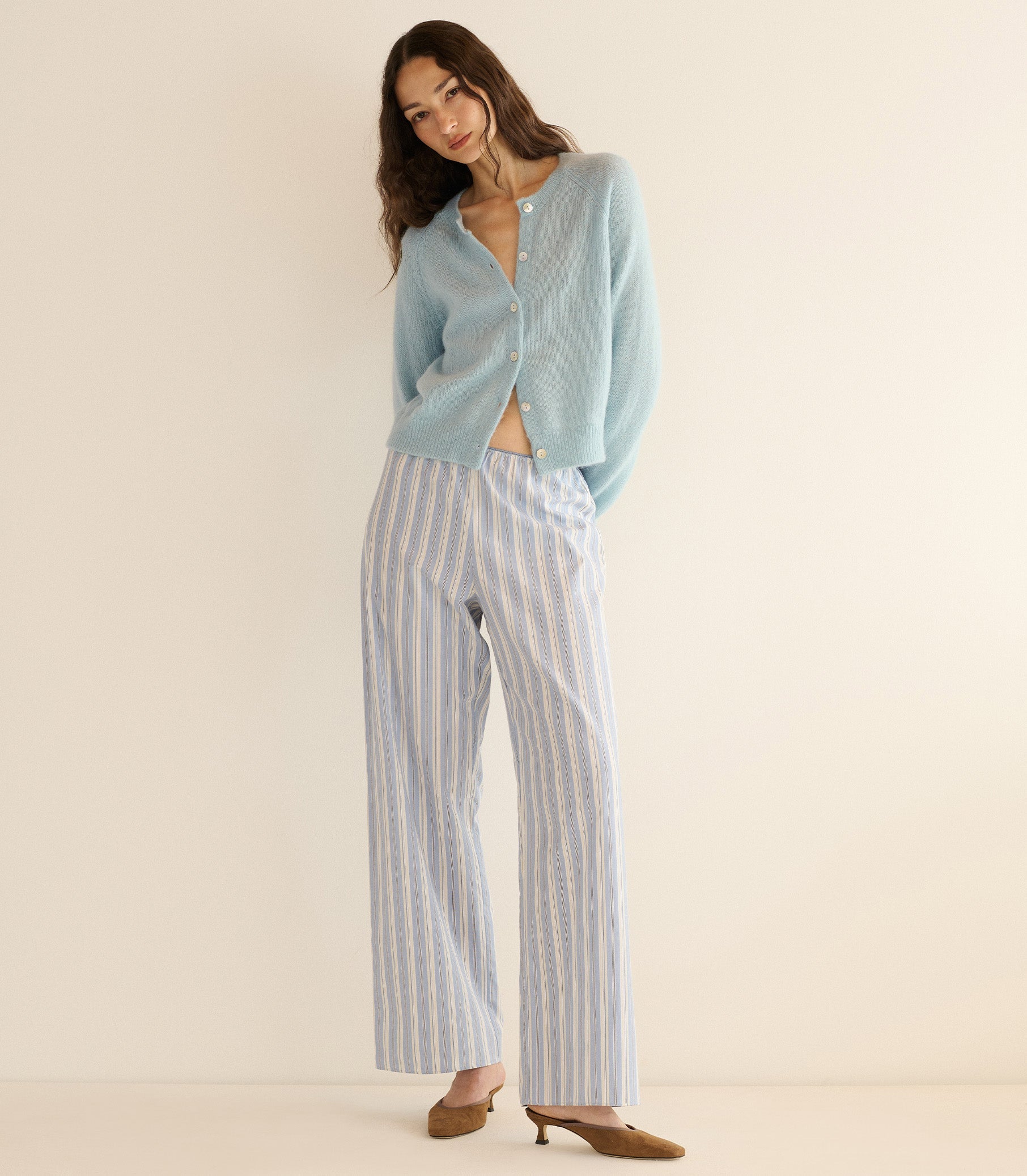 Soft Alpaca Merino Wool Petra Cardigan - Glass Slipper Blue Knit