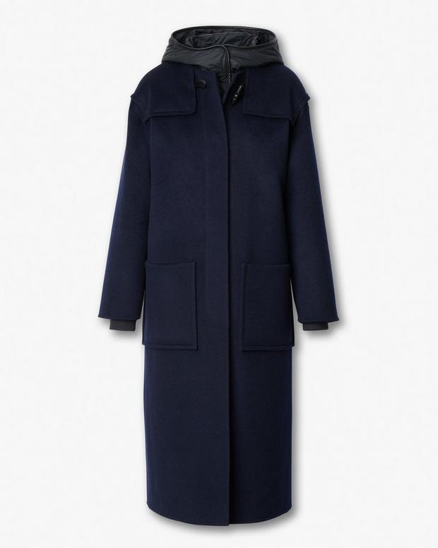 Phoebe Two-in-One Long Coat: Luxe Wool Blend, Cashmere, Detachable Quilted Liner