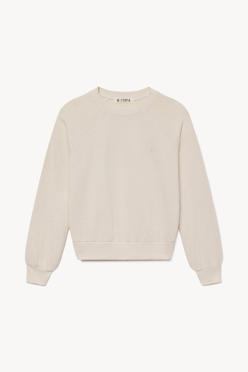 ÉTERNE Women's Shrunken Raglan Sweatshirt Bone Lightweight French Terry