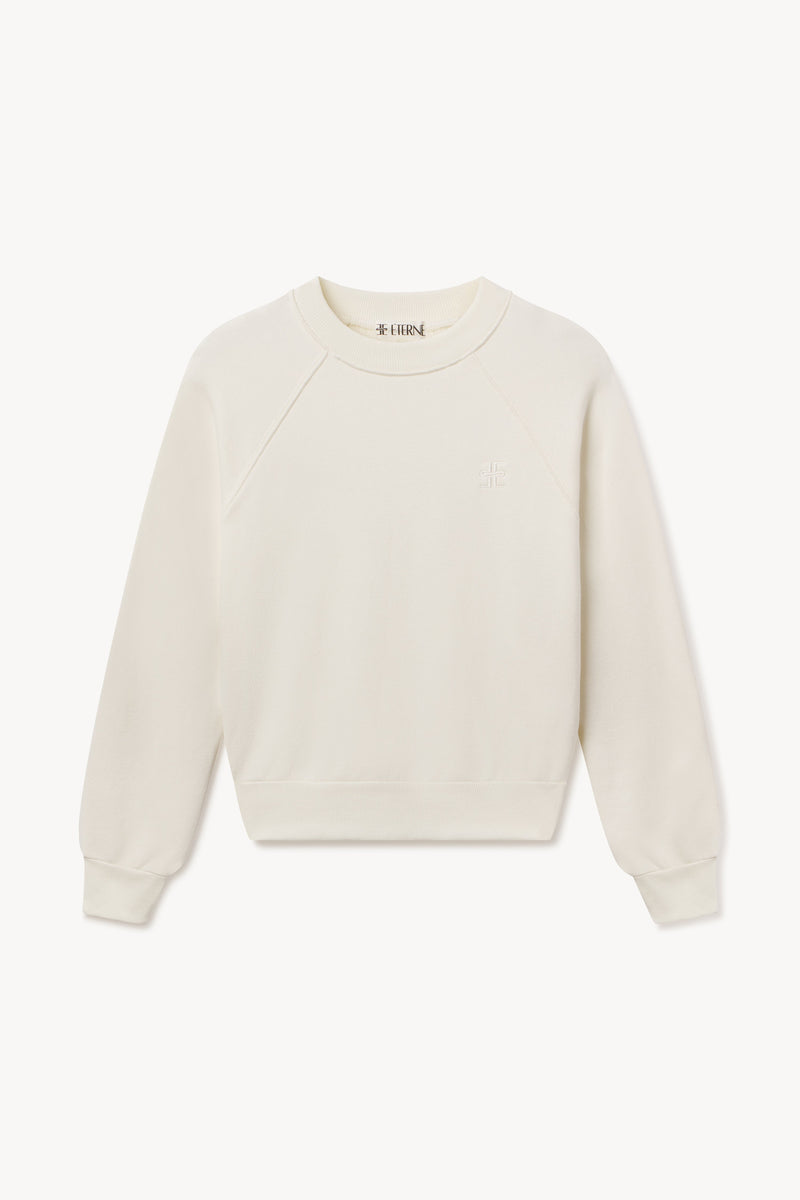 ÉTERNE Women's Shrunken Raglan Sweatshirt Cream French Terry Everyday Comfort Top