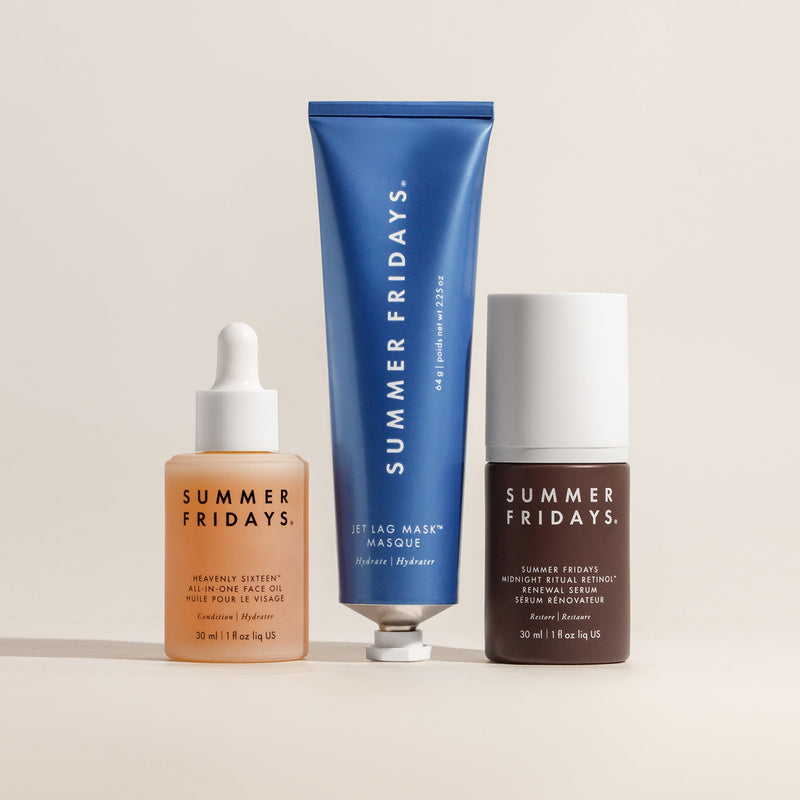 Summer Fridays Essential Three-Step Nighttime Skincare Routine for Renewed, Hydrated Skin