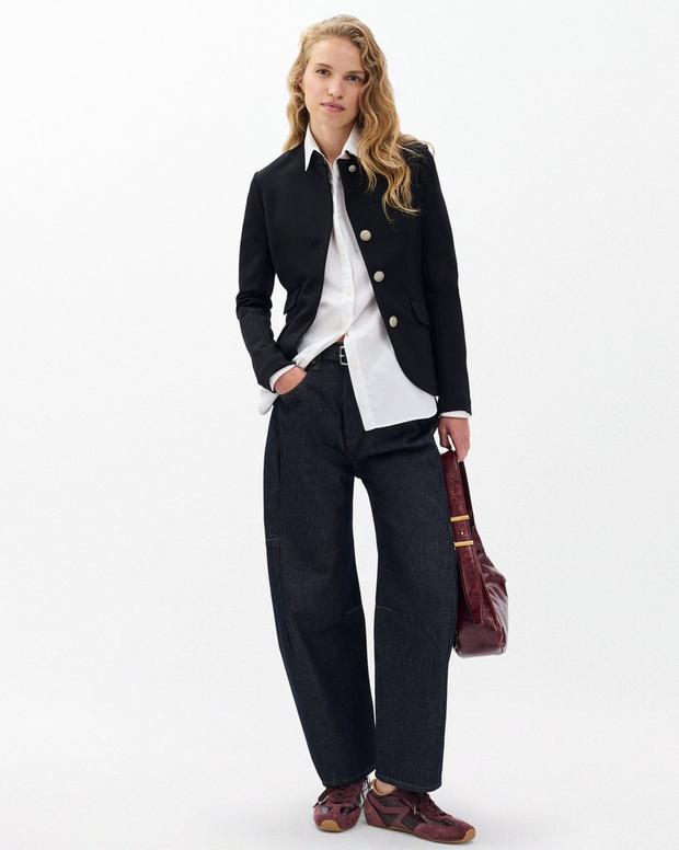 Rag & Bone Slade Black Ponte Knit Blazer: Refined Stand Collar Slim-Fit Jacket