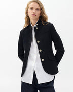 Rag & Bone Slade Black Ponte Knit Blazer: Refined Stand Collar Slim-Fit Jacket