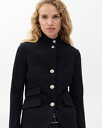 Rag & Bone Slade Black Ponte Knit Blazer: Refined Stand Collar Slim-Fit Jacket