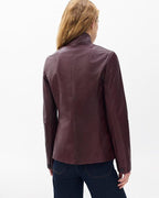 Rag & Bone Women's Luxurious Slim-Fit Lambskin Leather Blazer Jacket Burgundy