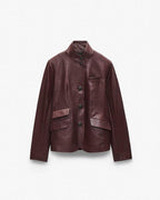 Rag & Bone Women's Luxurious Slim-Fit Lambskin Leather Blazer Jacket Burgundy