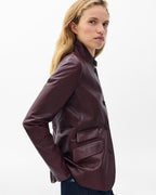 Rag & Bone Women's Luxurious Slim-Fit Lambskin Leather Blazer Jacket Burgundy