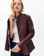 Rag & Bone Women's Luxurious Slim-Fit Lambskin Leather Blazer Jacket Burgundy