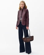 Rag & Bone Women's Luxurious Slim-Fit Lambskin Leather Blazer Jacket Burgundy