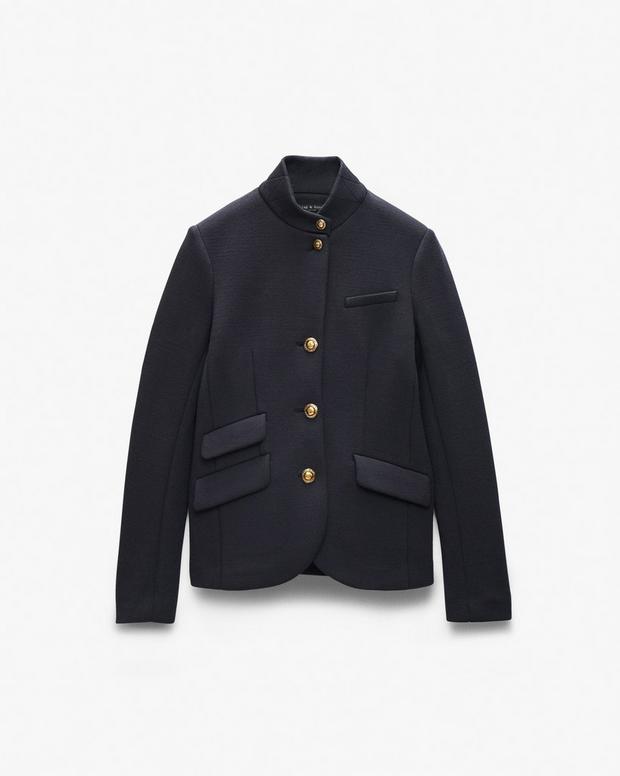 Chic Rag & Bone Slade Textured Knit Blazer: Italian Wool Blend, Slim Fit