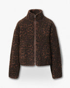 Cozy Warm Plush Leopard Print Sherpa Jacket for Women