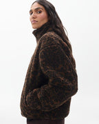 Cozy Warm Plush Leopard Print Sherpa Jacket for Women