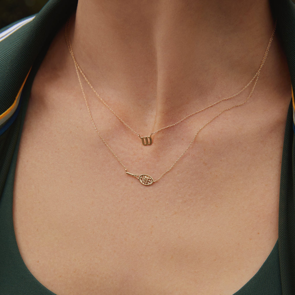 Aurate x Wilson Dainty 'W' Necklace: 14k Gold, Vermeil, Tennis Style