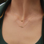 Aurate x Wilson Dainty 'W' Necklace: 14k Gold, Vermeil, Tennis Style