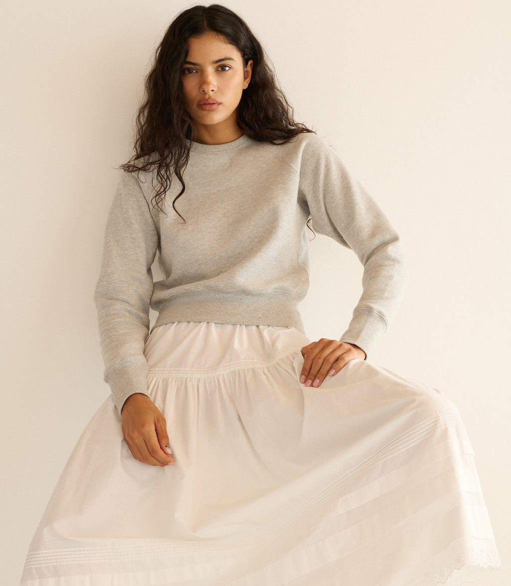 Velma Heather Grey Cotton-Cashmere Sweatshirt: Vintage Style, Shrunken Fit, 'D' Monogram