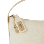 Chic Ivory Togo Leather Twister Hobo Bag with Adjustable Strap Gold Accents