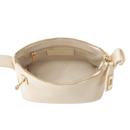 Chic Ivory Togo Leather Twister Hobo Bag with Adjustable Strap Gold Accents