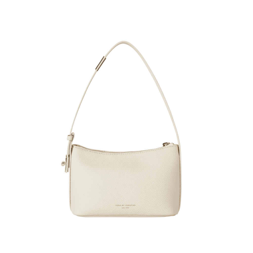 Chic Ivory Togo Leather Twister Hobo Bag with Adjustable Strap Gold Accents
