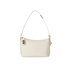 Chic Ivory Togo Leather Twister Hobo Bag with Adjustable Strap Gold Accents