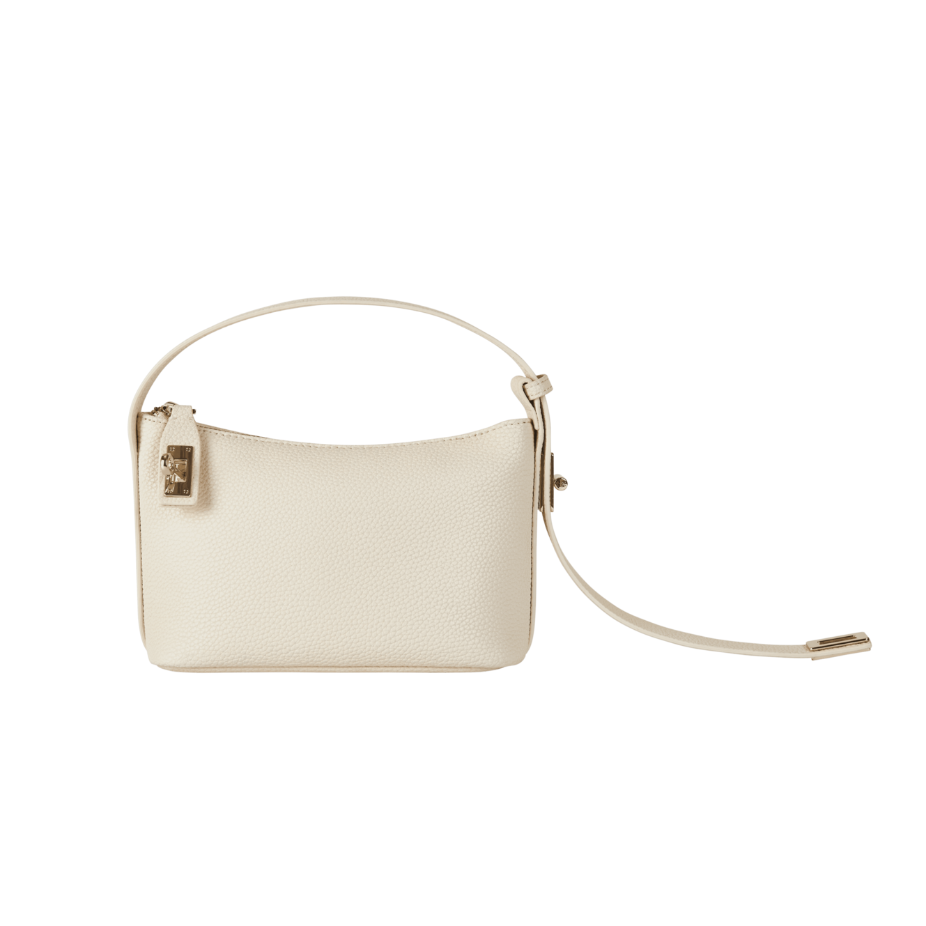 Chic Ivory Togo Leather Twister Hobo Bag with Adjustable Strap Gold Accents