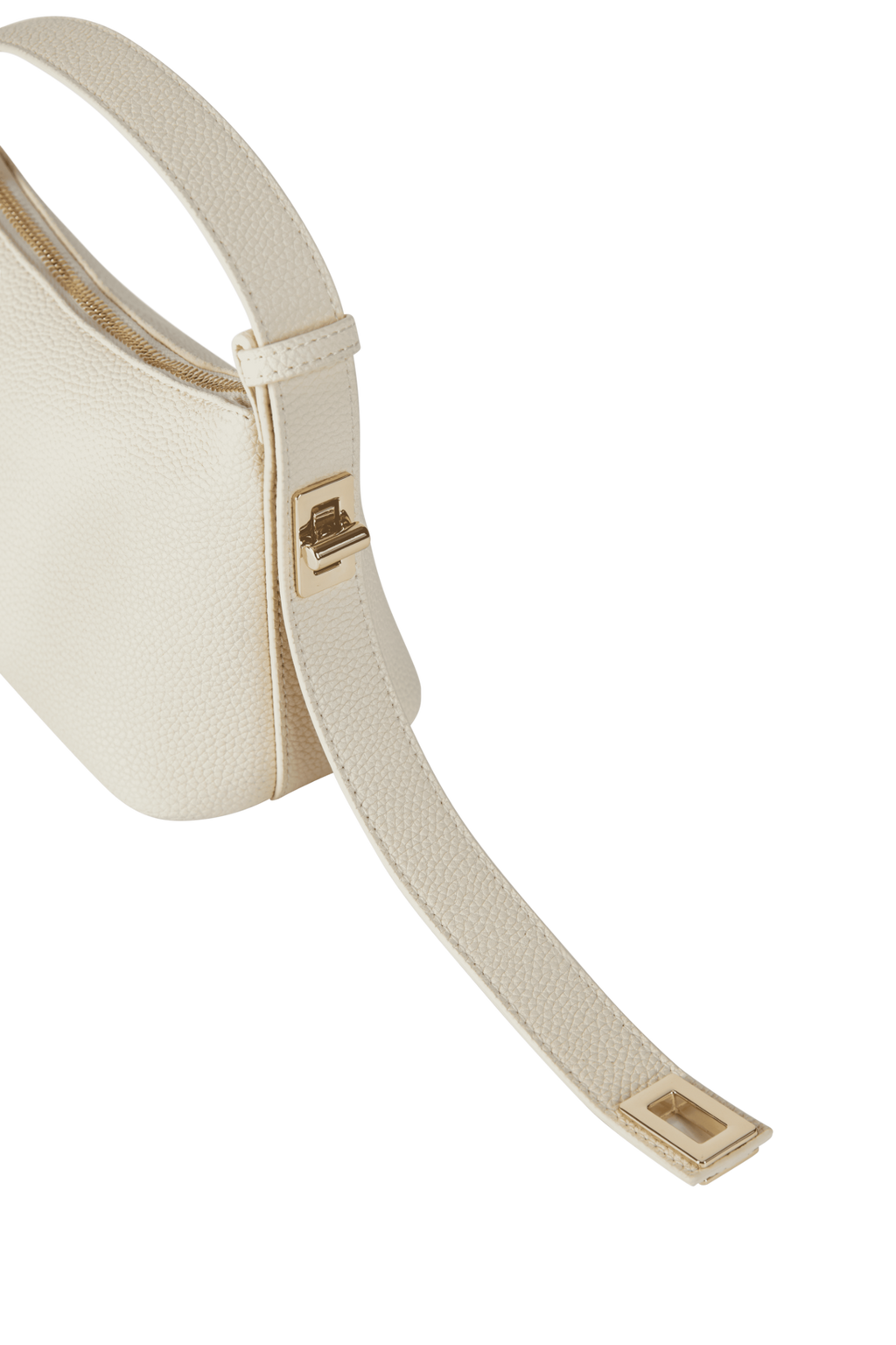 Chic Ivory Togo Leather Twister Hobo Bag with Adjustable Strap Gold Accents