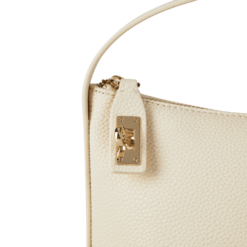 Chic Ivory Togo Leather Twister Hobo Bag with Adjustable Strap Gold Accents