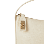 Chic Ivory Togo Leather Twister Hobo Bag with Adjustable Strap Gold Accents