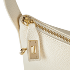 Chic Ivory Togo Leather Twister Hobo Bag with Adjustable Strap Gold Accents