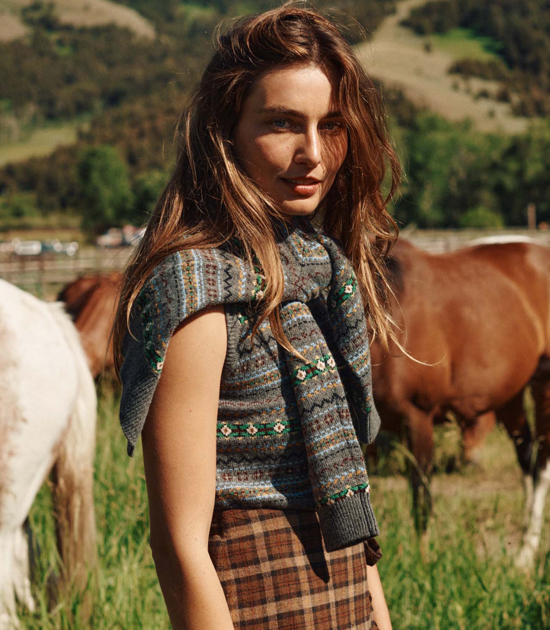 Cozy Wool-Cashmere Dashwood Fair Isle V-Neck Sweater Vest for Women