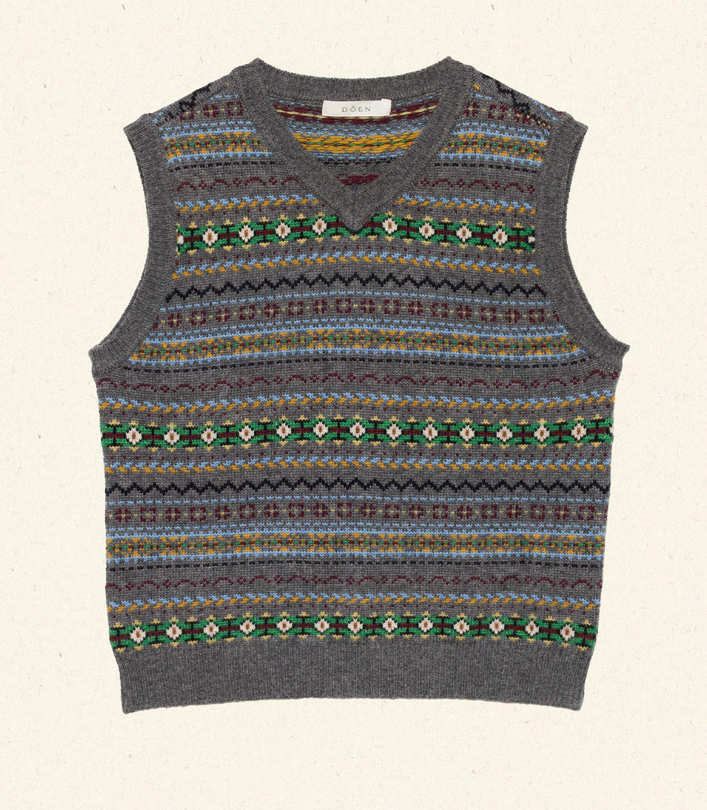Cozy Wool-Cashmere Dashwood Fair Isle V-Neck Sweater Vest for Women