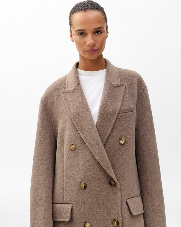Luxurious Vasso Wool Blend Trench Coat for Women - Elegant Taupe Design