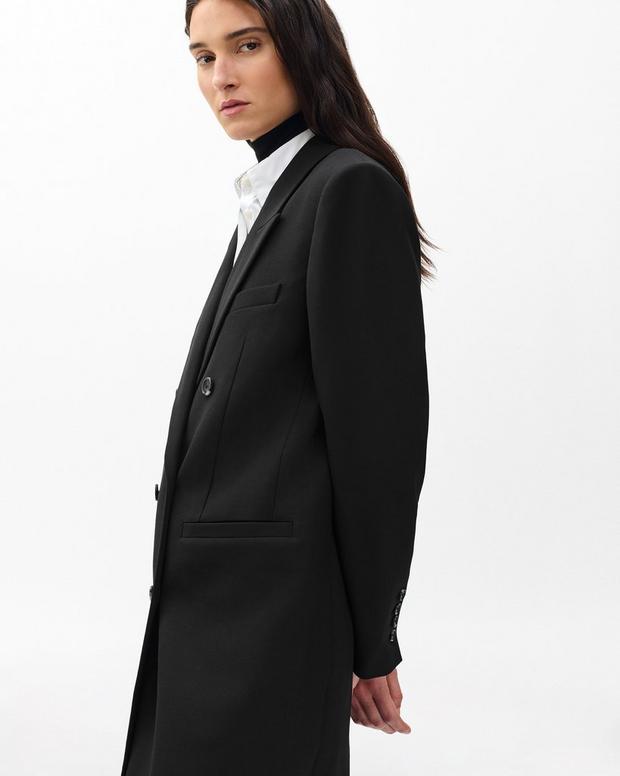Rag & Bone Vienna Black Wool Blend Double-Breasted Trench Coat - Chic and Warm