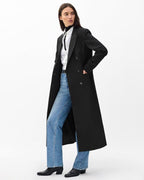 Rag & Bone Vienna Black Wool Blend Double-Breasted Trench Coat - Chic and Warm