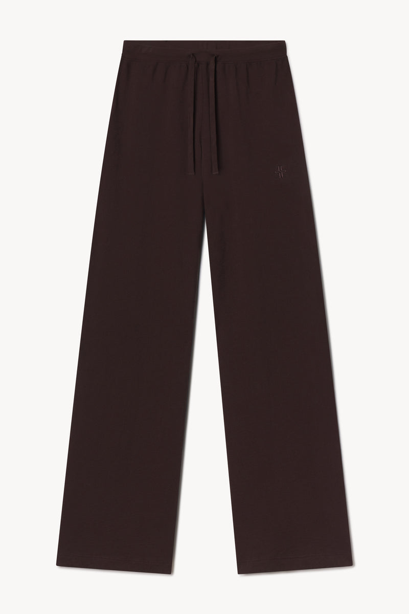 ÉTERNE Espresso Drawstring Wide Leg Sweatpants: Lightweight French Terry Comfort