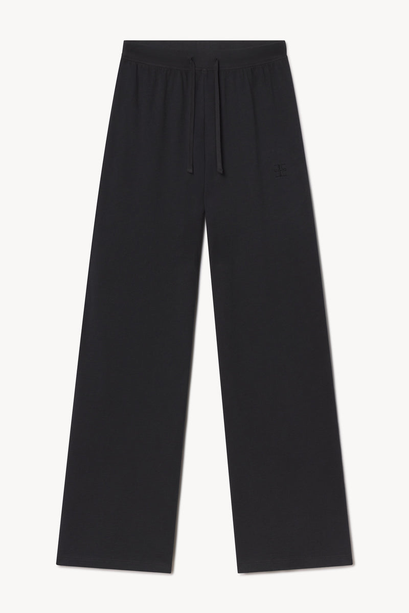 ÉTERNE Faded Black Lightweight French Terry Drawstring Wide Leg Sweatpants for Women