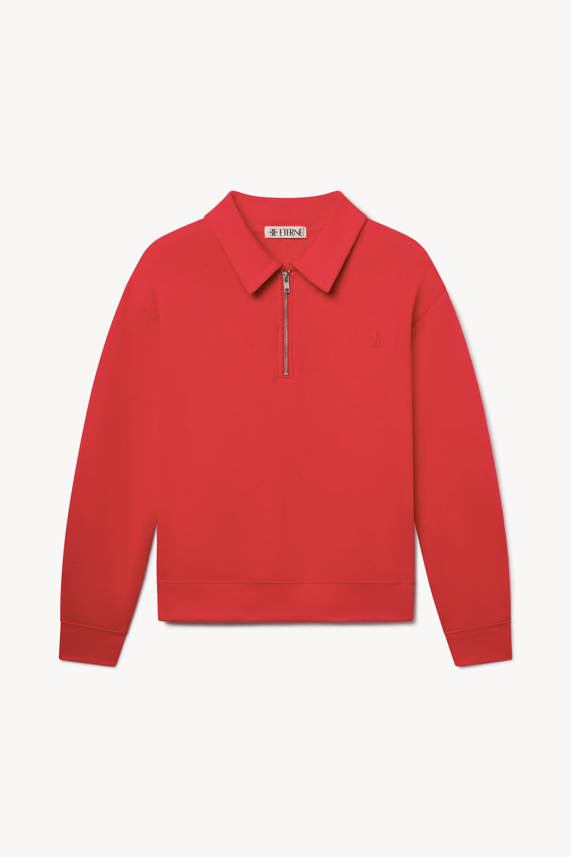 Ultra-Soft French Terry Half-Zip Polo Sweatshirt for Effortless Style
