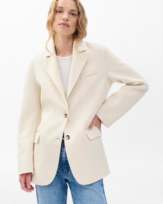 Zoe Luxurious Double-Face Wool Cashmere Blend Oversized Relaxed Fit Blazer for Women