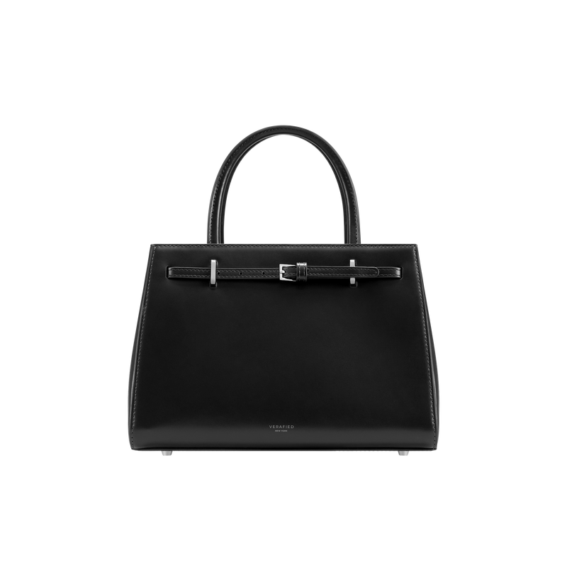 Elegant Noir Leather Book Tote Handbag: Compact Crossbody Shoulder Bag, Premium Genuine