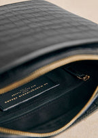 Chic Half-Moon Black Crocodile Embossed Leather Victor Bag Gold Chain Handle