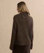 Luxurious Cashmere Jackie Sweater: Elegant Bramble Brown Knit with Button Shoulders
