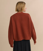 Luxurious Rust Cashmere Cropped Cocoon Cardigan for Effortless Style & Comfort