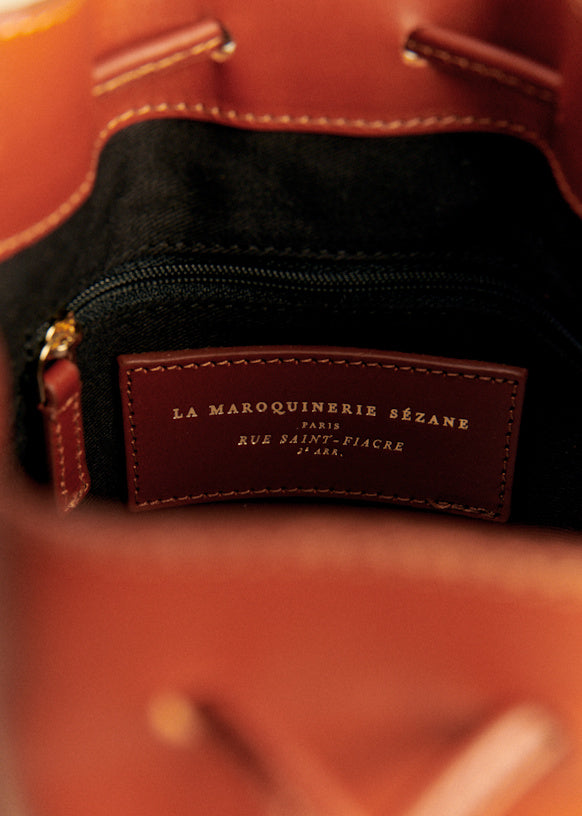 Chic Sezane Farrow Mini Bag: Chocolate Crocodile Print Bovine Leather Crossbody