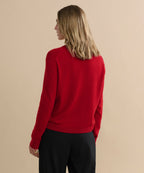 Luxurious Crimson Flynn 100% Cashmere V-Neck Sweater - Relaxed Fit Knit Top