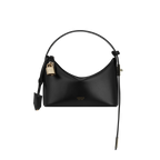 Chic Mini Black Leather Hobo Shoulder Bag with Gold Hardware, Versatile Style