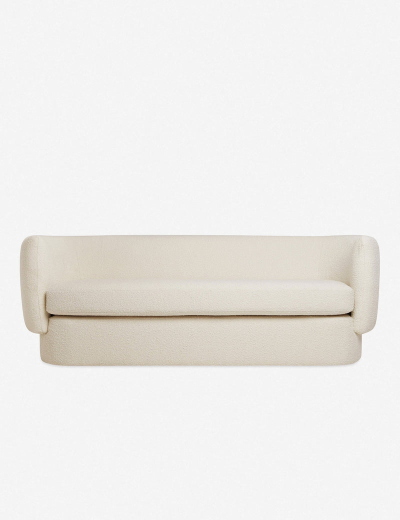 Zaha Sculptural Curved Boucle Four Seater Sofa in Crisp White