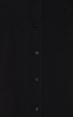 Brandon Maxwell Vince Black Western-Yoked Wool-Silk Crepe Button-Front Shirt