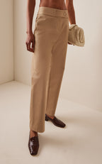 Brandon Maxwell Women's Phoenix Low-Rise Khaki Cotton Gabardine Barrel-Leg Pants