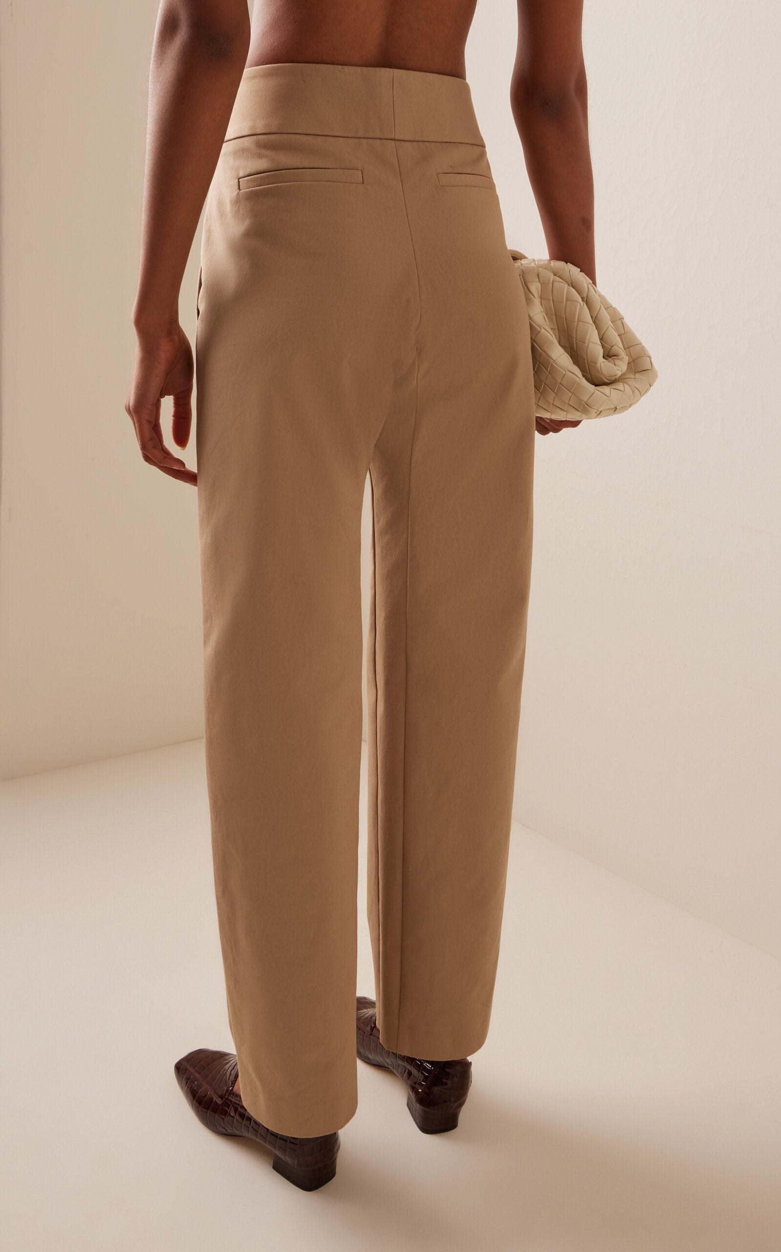 Brandon Maxwell Women's Phoenix Low-Rise Khaki Cotton Gabardine Barrel-Leg Pants